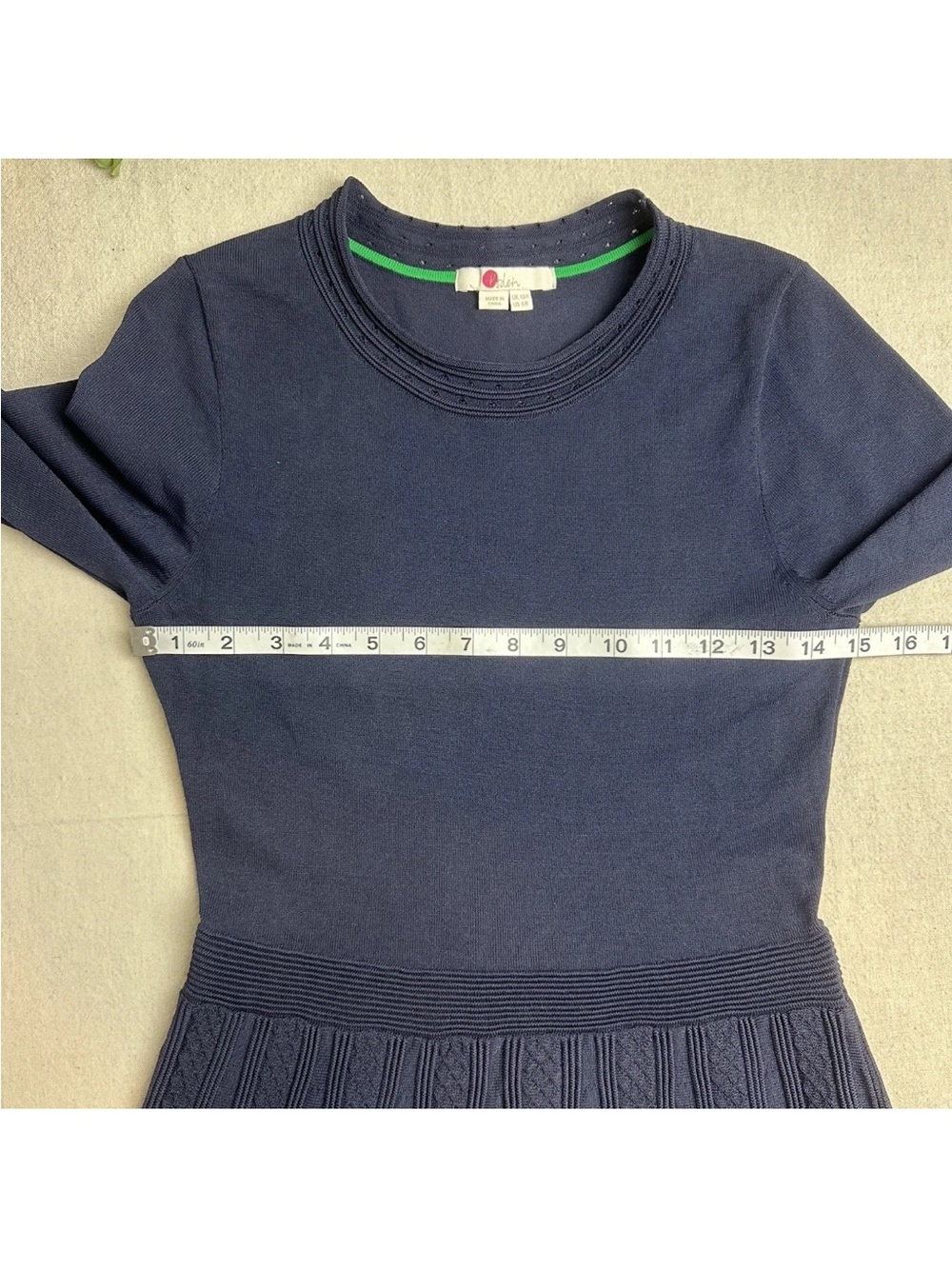 Boden Knit Midi Dress Navy Blue 3/4 Sleeve Preppy Classic - Picture 10 of 14